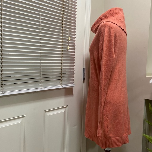 Elena Wang women orange wool blend long sleeve cowl neck sweater. Size S. Used. - Picture 3 of 11